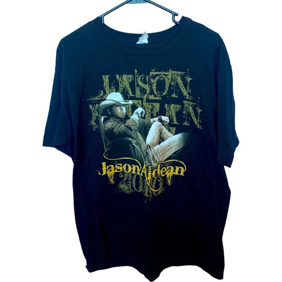 Anvil Tops - Jason Aldean Music concert tour Tshirt 2010 sz L graphic Tshirt